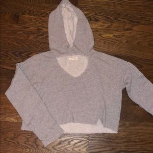 Grey cropped cutout sweatshirt